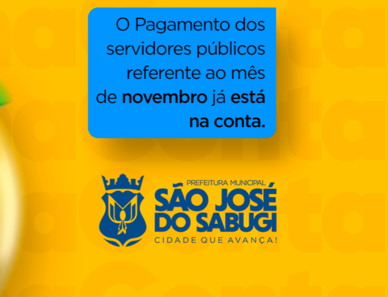 Municpio paga salrios de novembro aos servidores pblicos nesta sexta-feira (28)