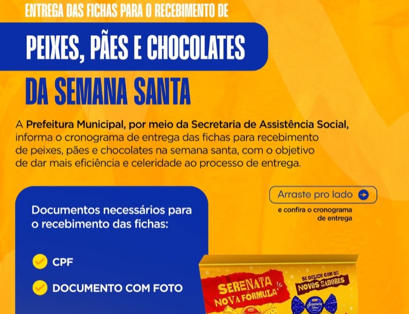 P�scoa solid�ria: S�o Jos� do Sabugi inicia cadastro de fichas para distribui��o de peixes, p�es e chocolates �s fam�lias�