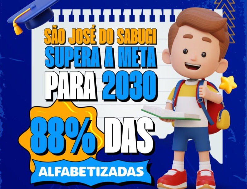 S�o Jos� do Sabugi supera meta nacional de crian�as alfabetizadas e alcan�a �ndice de 88%�