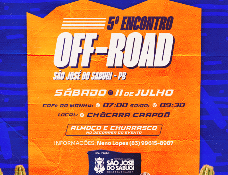 S�o Jos� do Sabugi divulga 5� Encontro Off-Road com programa��o de aventura, integra��o e valoriza��o do turismo local