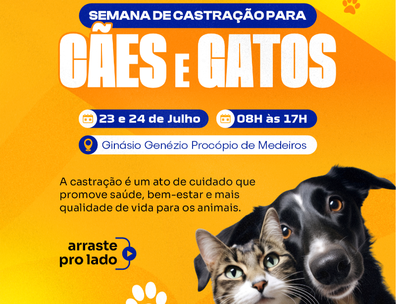 Sa�de animal: Prefeitura de S�o Jos� do Sabugi divulga programa��o de servi�os para castra��o gratuita de c�es e gatos